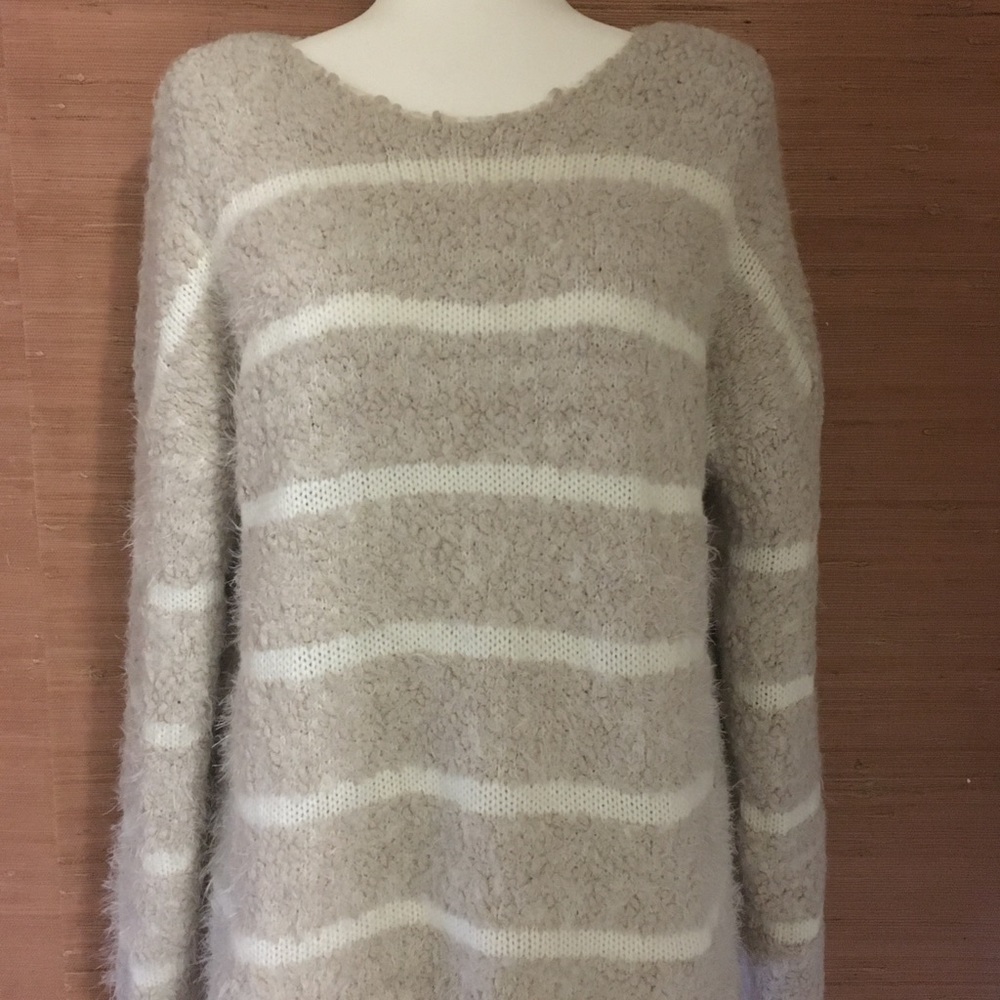 Calvin Klein sweater Boucle beige/white striped